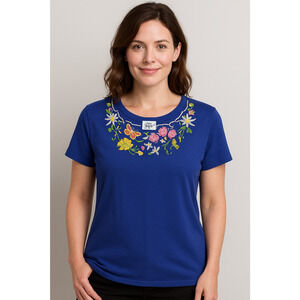 Adrian Delafield Womens Embroidered Cotton blend Approx sz Med Boho Cottagecore